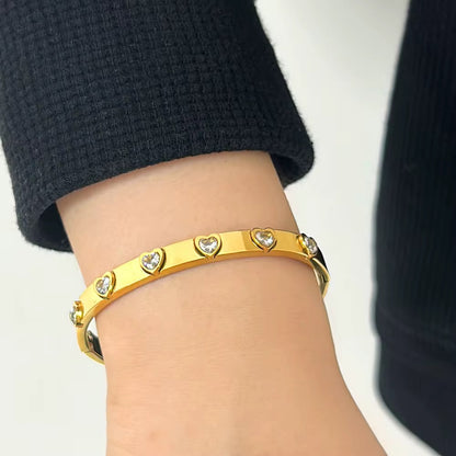 Heart Crystal Bangle Bracelet