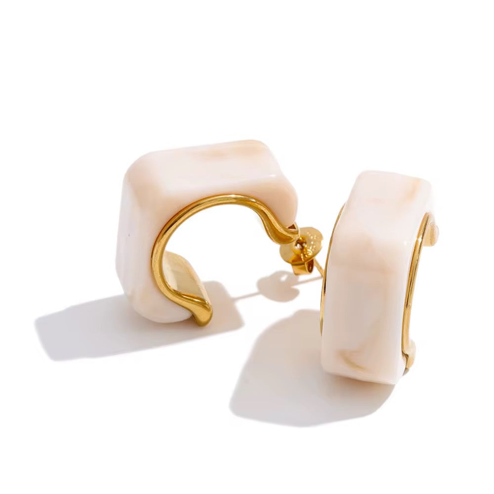 Chunky Enamel Gold Hoop Earrings