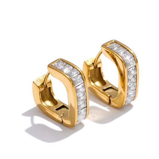 Luxe Edge Crystal Huggie Earrings