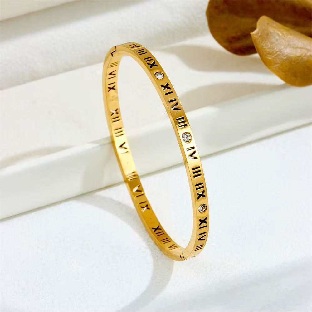 Roman Numeral Crystal Bangle
