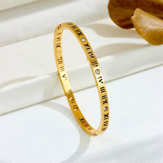 Roman Numeral Crystal Bangle