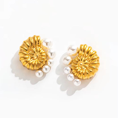 Luxury Waterproof Gold Pearl Statement Earrings