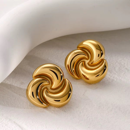 Golden Swirl Statement Earrings