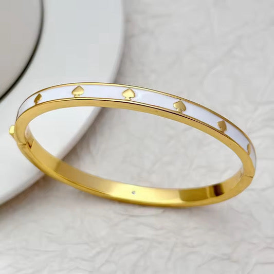 Heart Enamel Gold Bangle Bracelet
