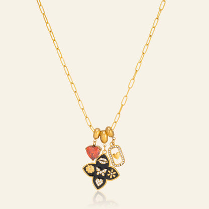 Multi-Charm Gold Pendant Necklace