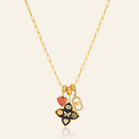 Multi-Charm Gold Pendant Necklace