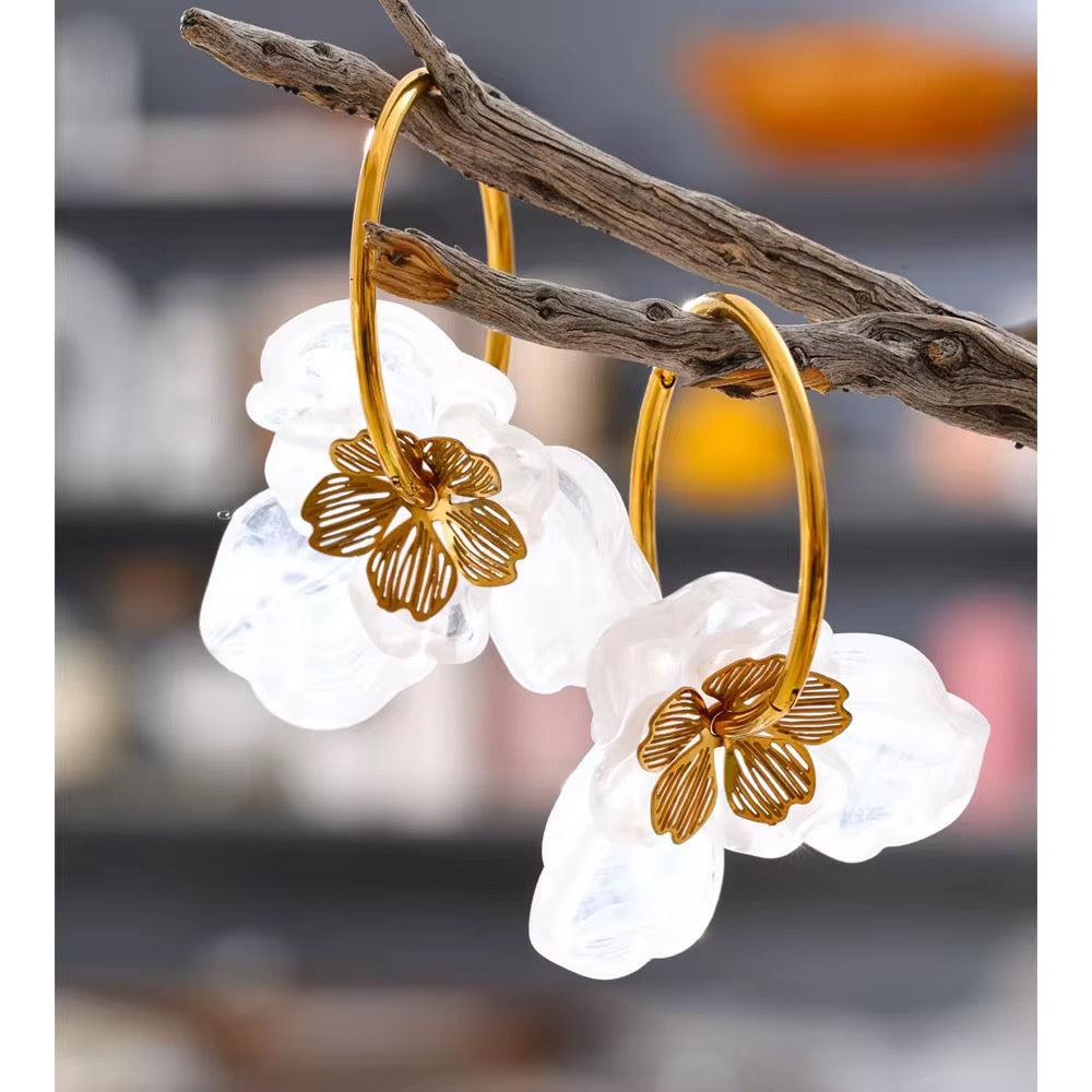 Colorful Resin Flower Statement Earrings