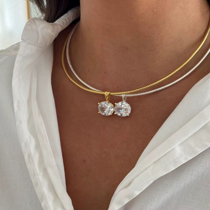 Minimal Crystal Pendant Necklace