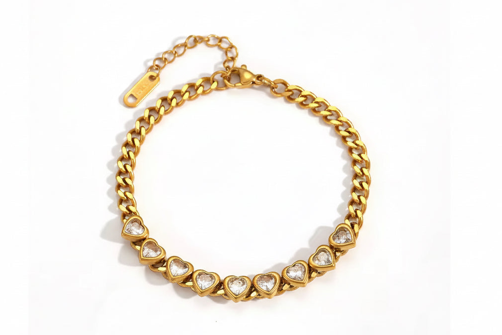Crystal Heart Chain Bracelet