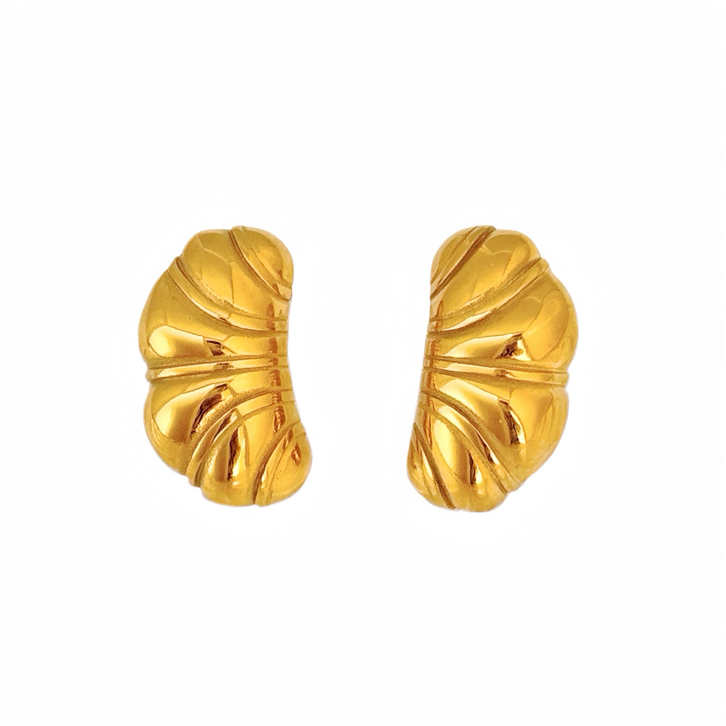 Peacod Ribbed Curve Earrings