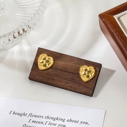 Luxury Waterproof Gold Heart Statement Earrings