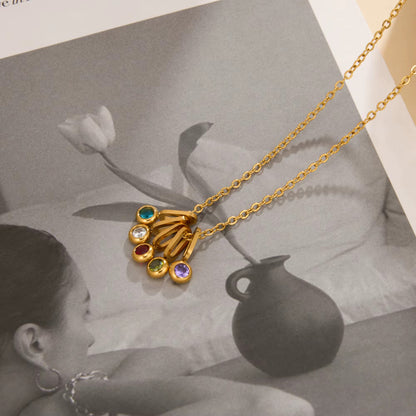 Rainbow Zirconia Drop Necklace