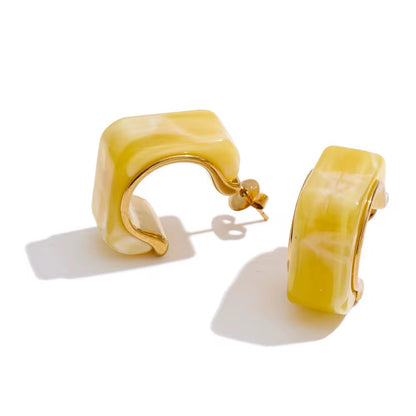 Chunky Enamel Gold Hoop Earrings