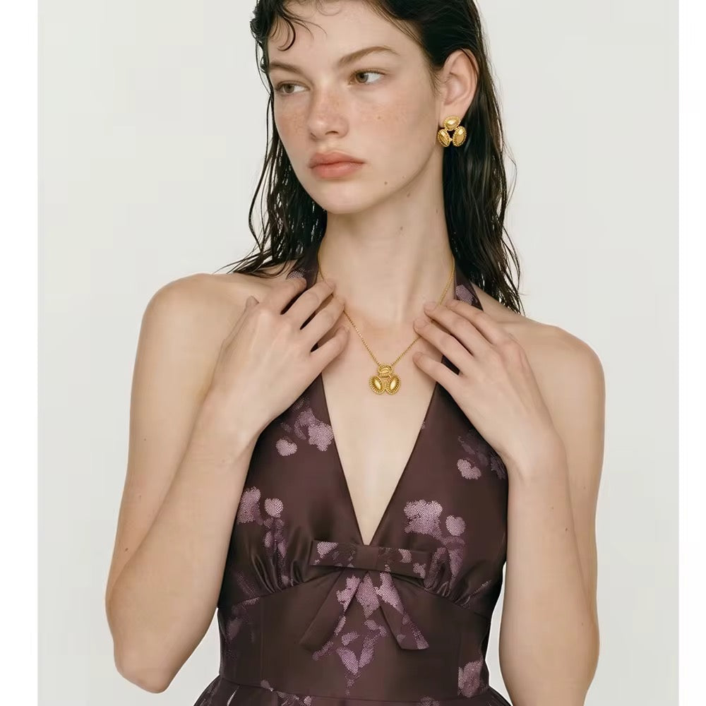 Luxe Geometric Oval Statement Earrings