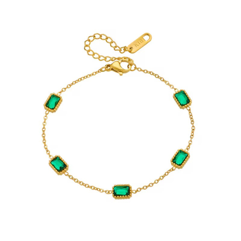 Gold Emerald Crystal Bracelet