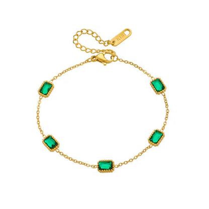 Gold Emerald Crystal Bracelet
