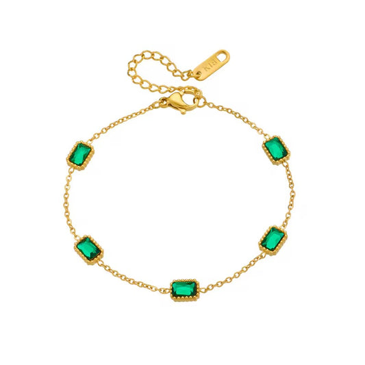 Gold Emerald Crystal Bracelet