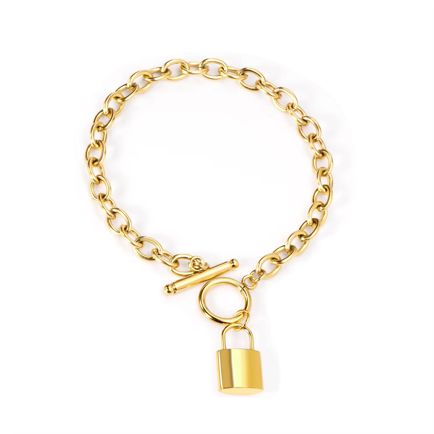 Gold Lock Chain Bracelet