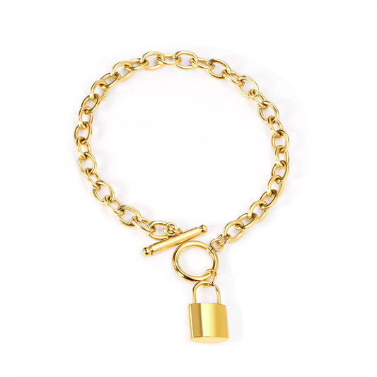 Gold Lock Chain Bracelet