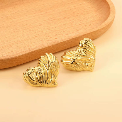Sculpted Heart Statement Studs