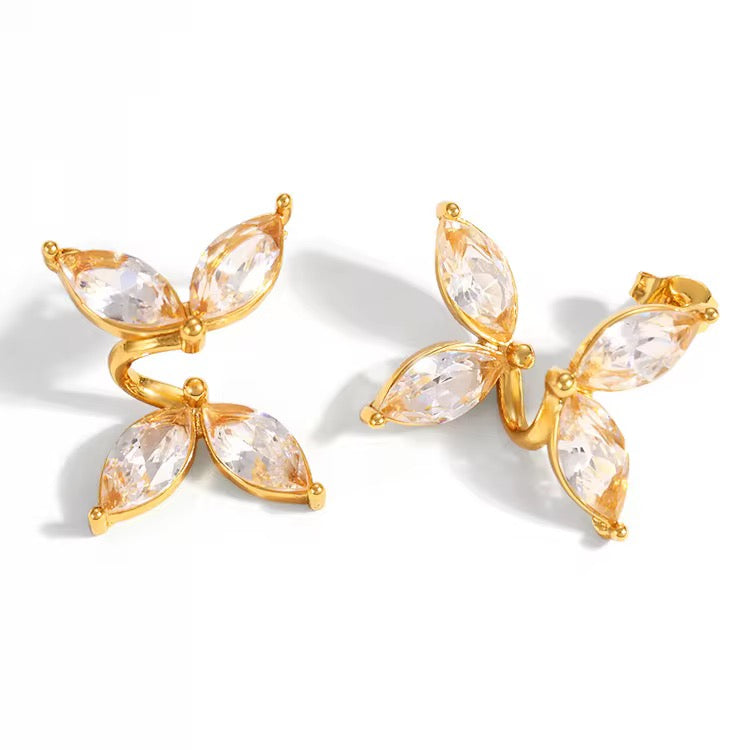 Crystal Leaf Wrap Earrings