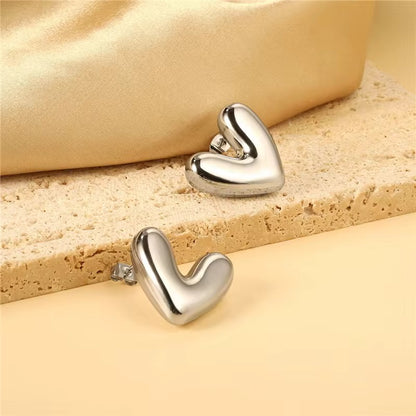 Silver Heart Stud Earrings