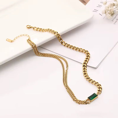 Luxe Green Stone Layered Necklace