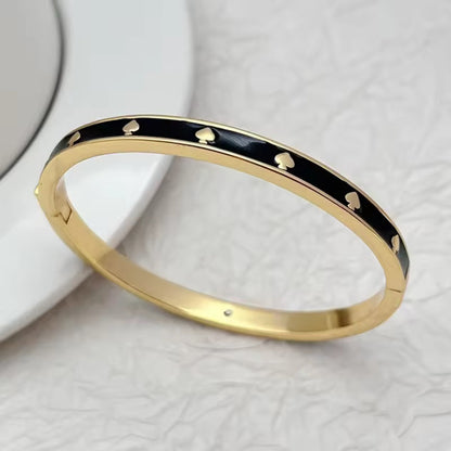 Heart Enamel Gold Bangle Bracelet