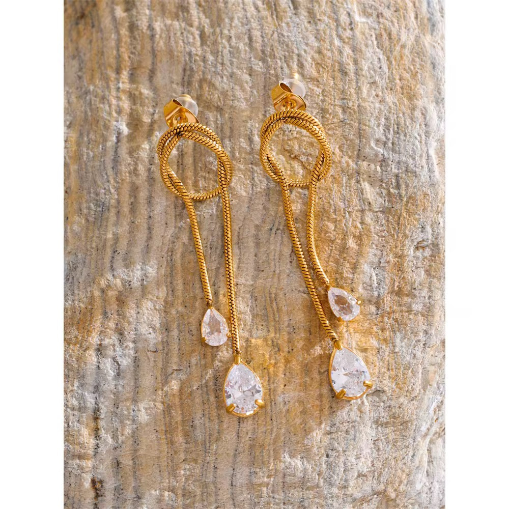 Crystal Drop Knot Earrings