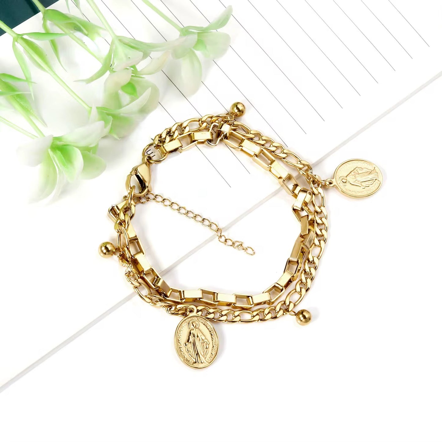 Layered Coin Chain Bracelet