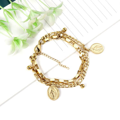 Layered Coin Chain Bracelet