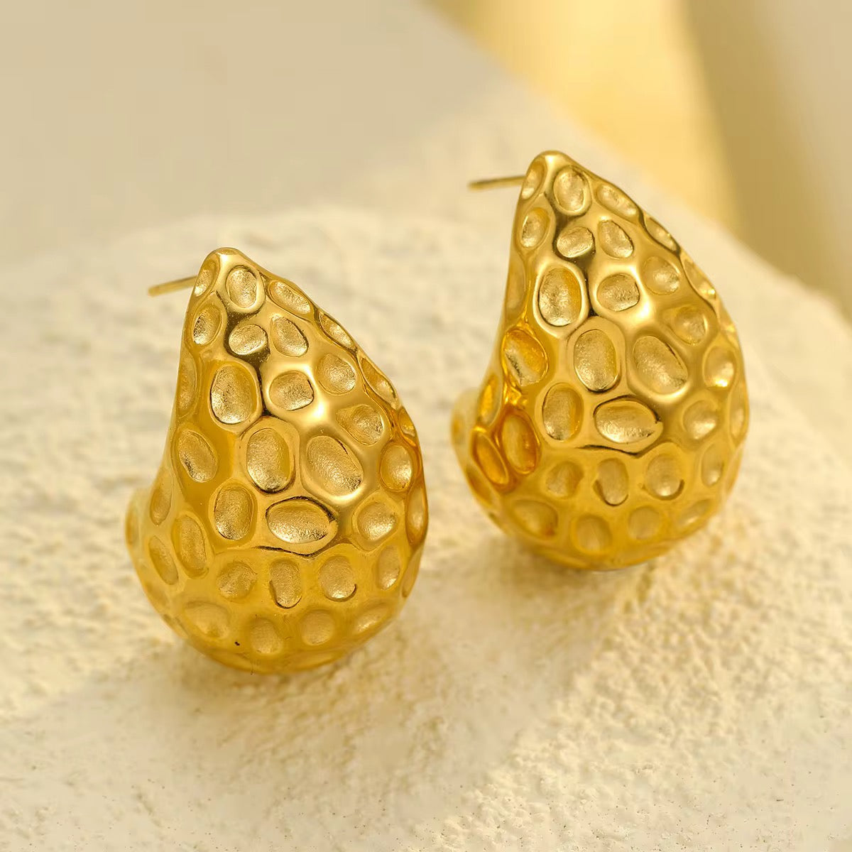 Textured Sculpted Gold Earrings