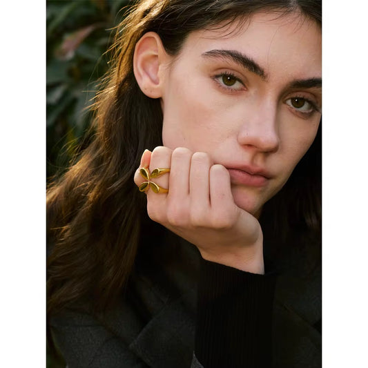 Modern Sculpted Gold Statement Ring