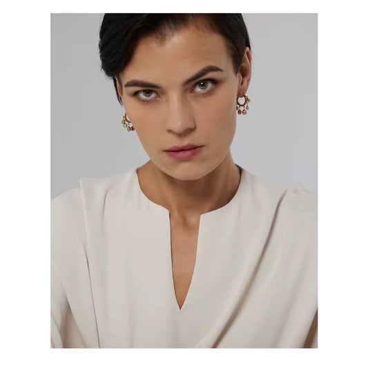 Multi-Color Crystal Charm Hoop Earrings
