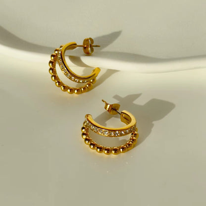 Double Layer Beaded Crystal Hoop Earrings