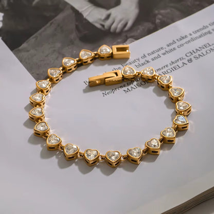 Heart Crystal Tennis Bracelet