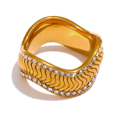 Textured Crystal Band Ring