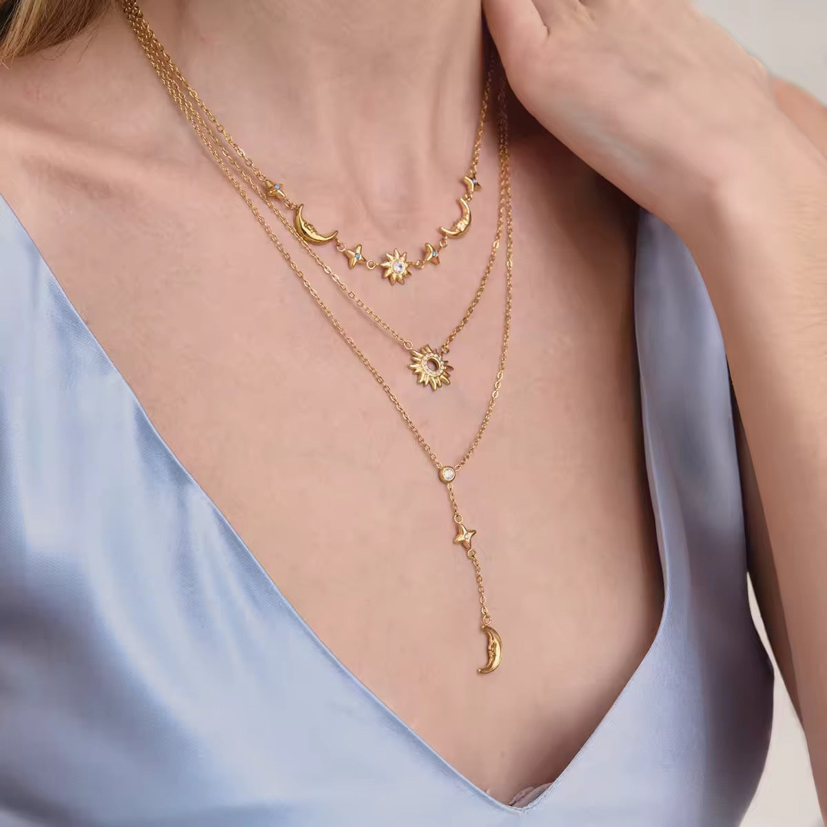 Luxury Sun & Moon Layered Necklace