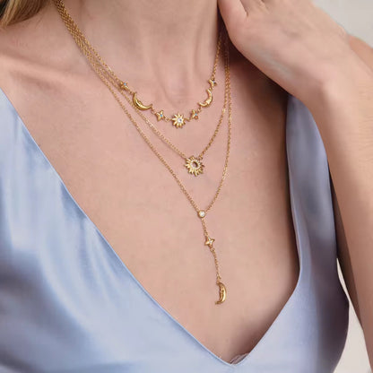 Luxury Sun & Moon Layered Necklace