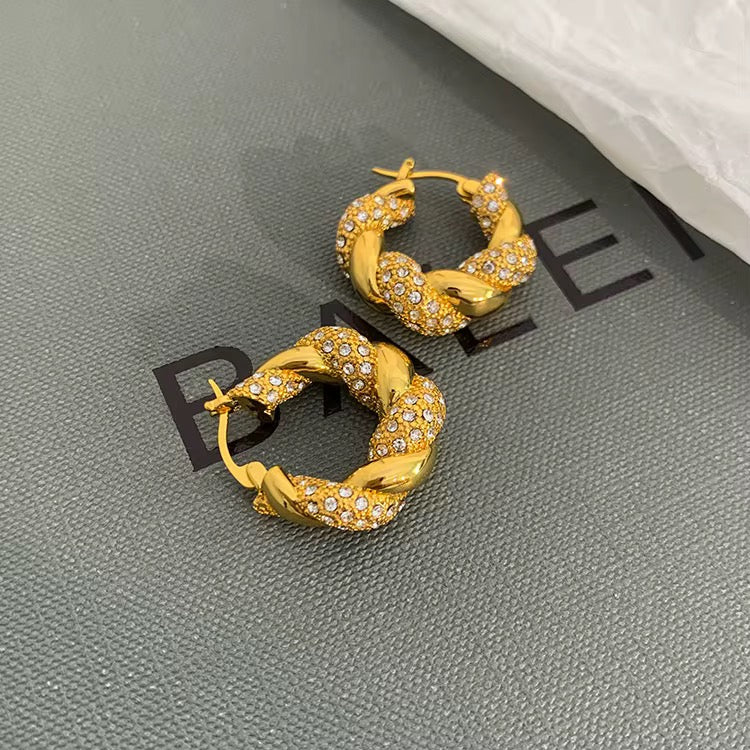 Twisted Pave Hoop Earrings