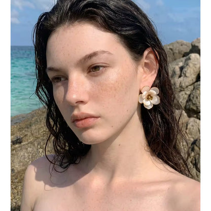 Ivory Bloom Floral Earrings