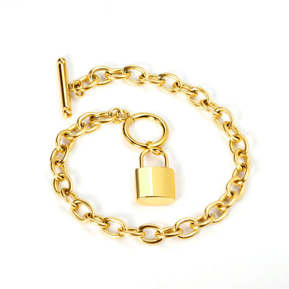 Gold Lock Chain Bracelet
