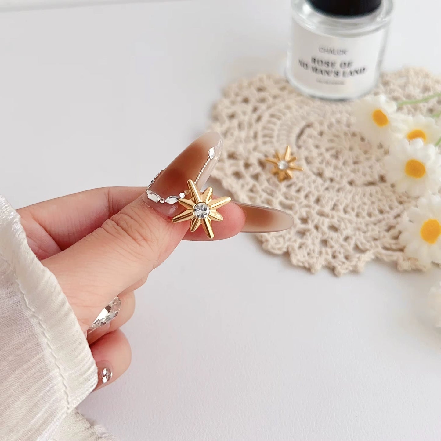 Gold Starburst Stud Earrings