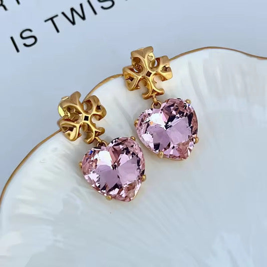 Crystal Heart Drop Earrings