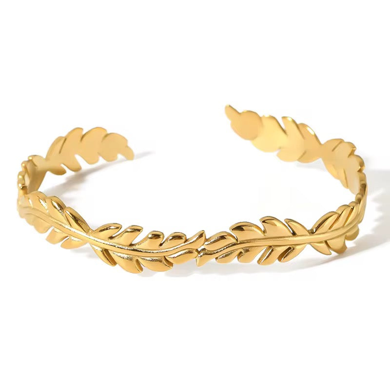 Gold Leaf Open Cuff Bracelet