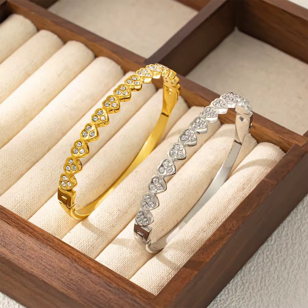 Crystal Heart Tennis Bangle