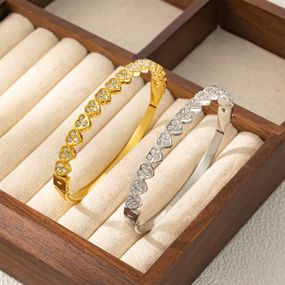 Crystal Heart Tennis Bangle