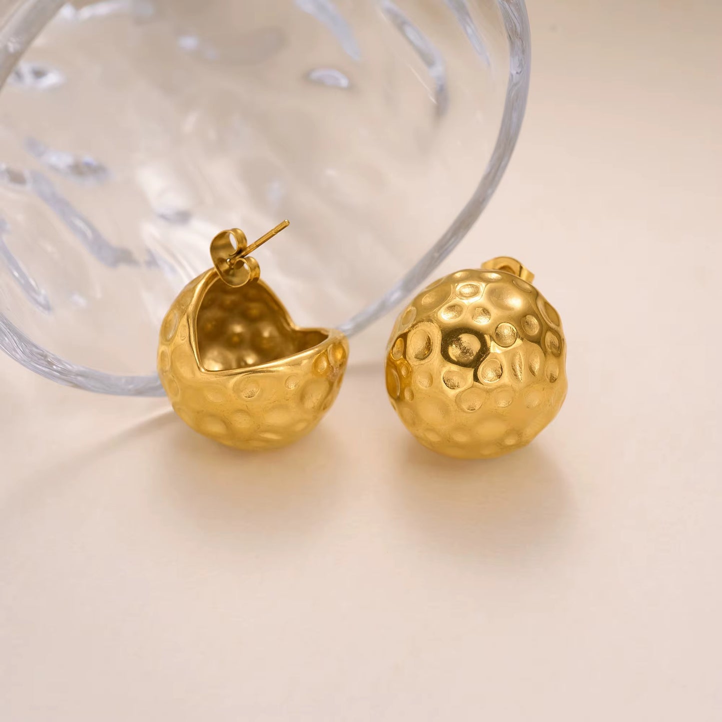 Hammered Gold Statement Earrings