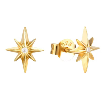 Gold Starburst Stud Earrings