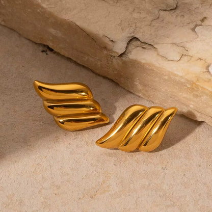 Golden Wave Stud Earrings
